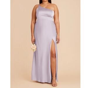 Birdy Grey Plus Kensie Dusty Lilac Purple Satin Strappy One Shoulder Maxi Dress